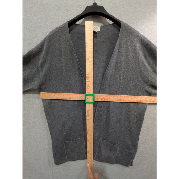 Laura Leigh Open Cardigan Women's XL Gray Wool Batwing Pockets Comfy‎ Sweater - Picture 3 of 9